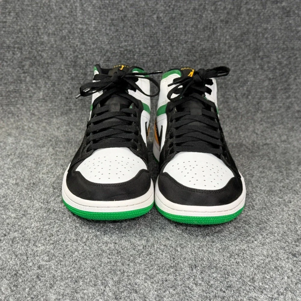 Jordan 1 Mid Shoe Mens 9 Oakland Black White Green Yellow Retro Athletic Sneaker